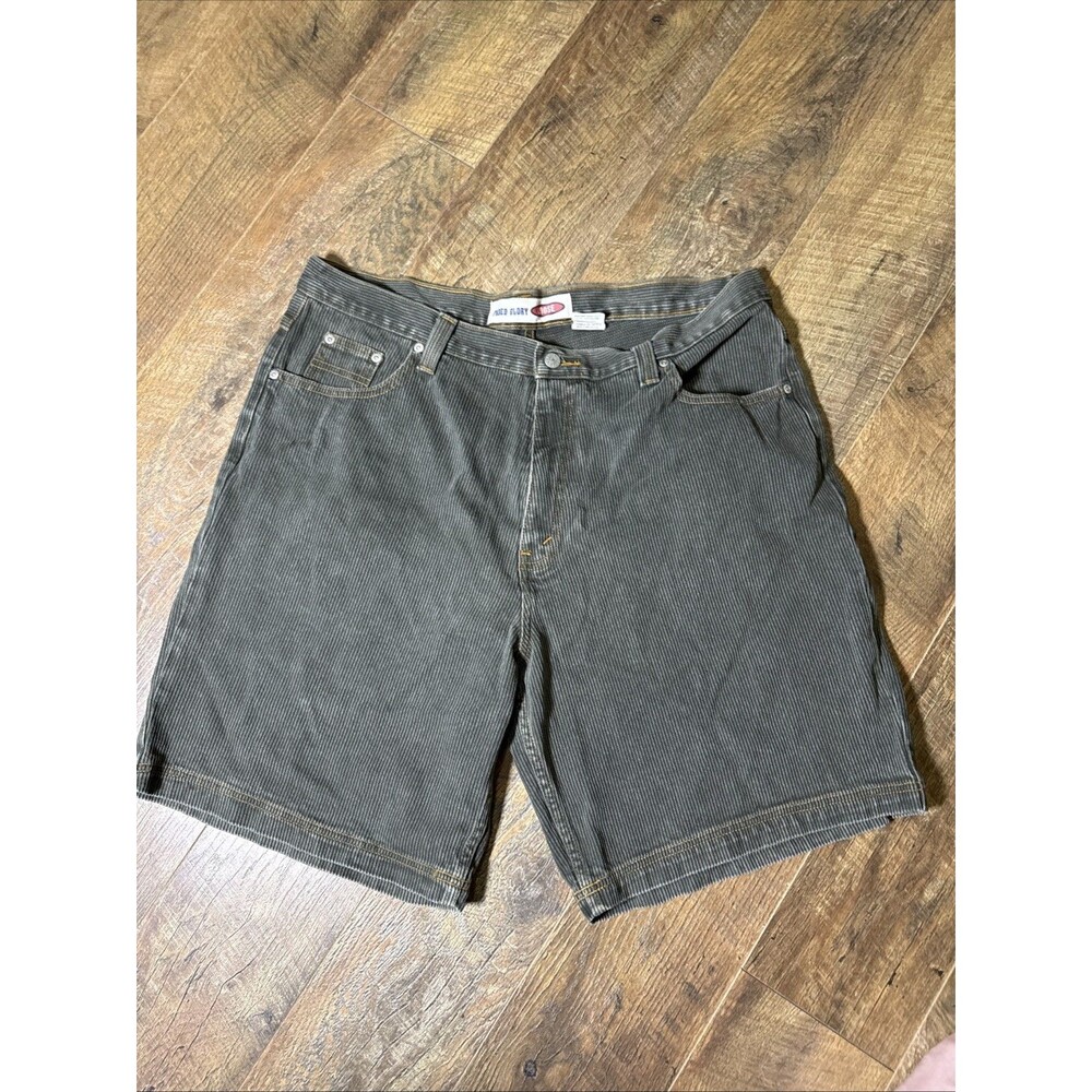 Vintage Y2K Faded Glory Corduroy Jean Shorts Mens Size 40 Loose Olive Green 9”